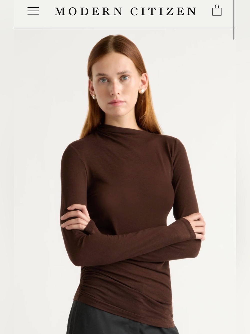 Modern Citizen Long-Sleeve Mock Neck Top